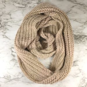 LOFT Metallic Gold Tan Color Block Chunky Scarf